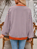 Lovelet Contrast Striped Long Sleeve Sweatshirt - PD SECRET REALM