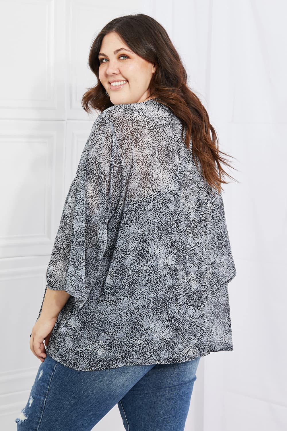 Melody Full Size Snake Print Chiffon Kimono - PD SECRET REALM