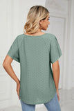 Eyelet Tie-Neck Flutter Sleeve Top - PD SECRET REALM