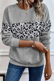 Leopard Round Neck Long Sleeve Sweatshirt - PD SECRET REALM