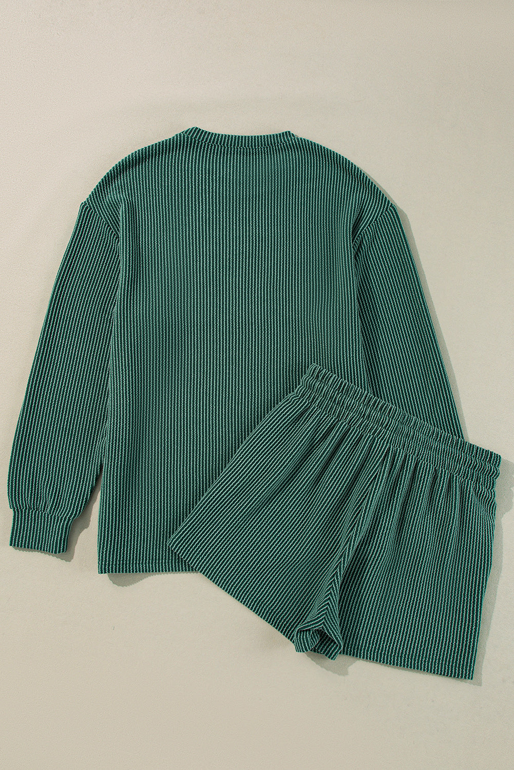 Evergreen Corded MERRY Long Sleeve Top and Shorts Pajama Set