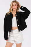 bytos Button Down Cropped Denim Jacket with Patch Pockets - PD SECRET REALM