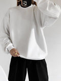 Round Neck Dropped Shoulder Long Sleeve Sweatshirt - PD SECRET REALM