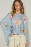 POL Flower Dropped Shoulder Long Sleeve Knit Top - PD SECRET REALM