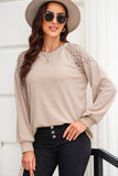 Round Neck Cutout Designed Lantern Sleeve Top - PD SECRET REALM