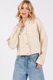 bytos Button Down Cropped Denim Jacket with Patch Pockets - PD SECRET REALM