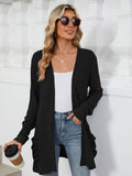 Pocketed Open Front Long Sleeve Cardigan - PD SECRET REALM