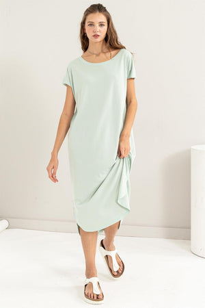 HYFVE Short Sleeve High-Low Slit Midi Dress - PD SECRET REALM