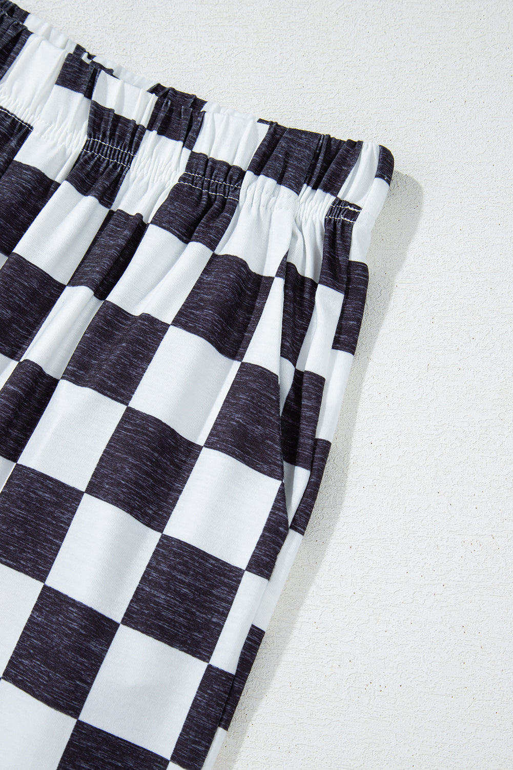 Bonbon Checkered Print High Waist Wide Leg Pants