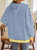 Lovelet Drawstring Striped Long Sleeve Hoodie - PD SECRET REALM