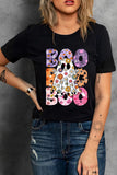 BOO Ghost Graphic Round Neck Short Sleeve T-Shirt - PD SECRET REALM