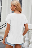 Eyelet Round Neck Petal Sleeve T-Shirt - PD SECRET REALM