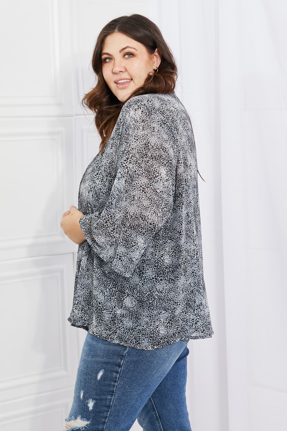 Melody Full Size Snake Print Chiffon Kimono - PD SECRET REALM