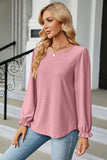 Round Neck Flounce Sleeve Blouse - PD SECRET REALM