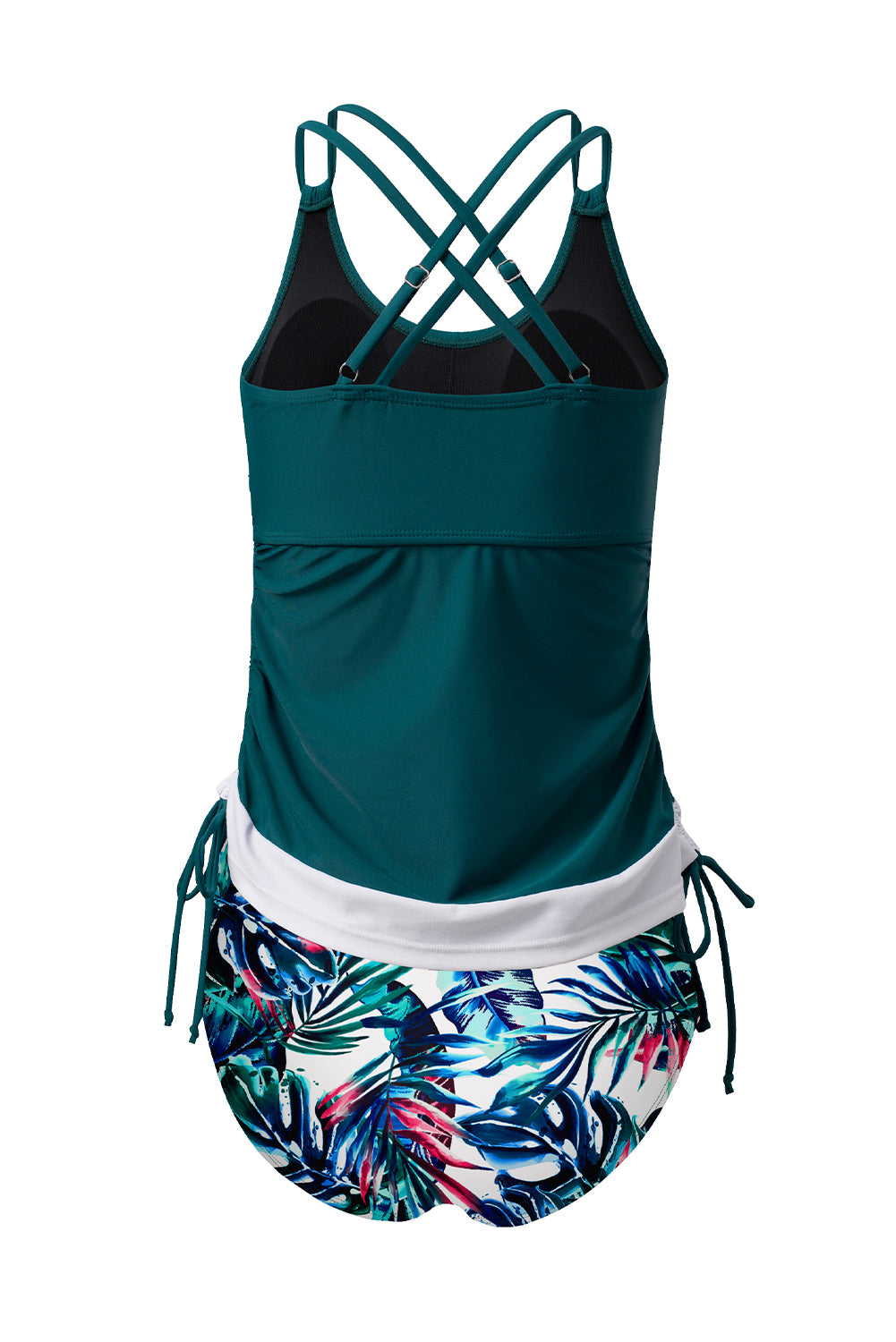 Sea Green Drawstring Tummy Control 2pcs Tankini Set