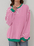 Lovelet Contrast Striped Long Sleeve Sweatshirt - PD SECRET REALM