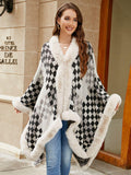 Fuzzy Checkered Long Sleeve Poncho - PD SECRET REALM