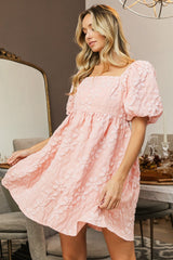 BiBi Flower Square Neck Puff Sleeve Dress