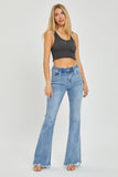 Risen Full Size High Rise Frayed Hem Flare Jeans - PD SECRET REALM