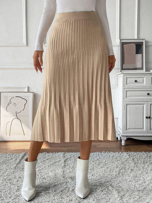 Perfee Pleated Midi Sweater Skirt - PD SECRET REALM