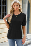 Round Neck Buttoned Short Sleeve T-Shirt - PD SECRET REALM