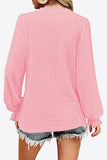 Eyelet V-Neck Flounce Sleeve Blouse - PD SECRET REALM