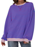 Lovelet Contrast Striped Long Sleeve Sweatshirt - PD SECRET REALM