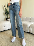 Judy Blue Full Size Mid Rise Distressed Straight Jeans - PD SECRET REALM