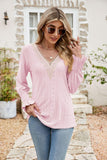 Eyelet V-Neck Smocked Flounce Sleeve Blouse - PD SECRET REALM