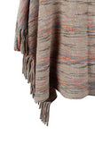 Round Neck Fringe Detail Sleeve Poncho - PD SECRET REALM