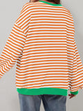 Lovelet Contrast Striped Long Sleeve Sweatshirt - PD SECRET REALM