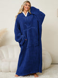 Pocketed Contrast Long Sleeve Hooded Lounge Dress - PD SECRET REALM