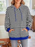 Lovelet Drawstring Striped Long Sleeve Hoodie - PD SECRET REALM