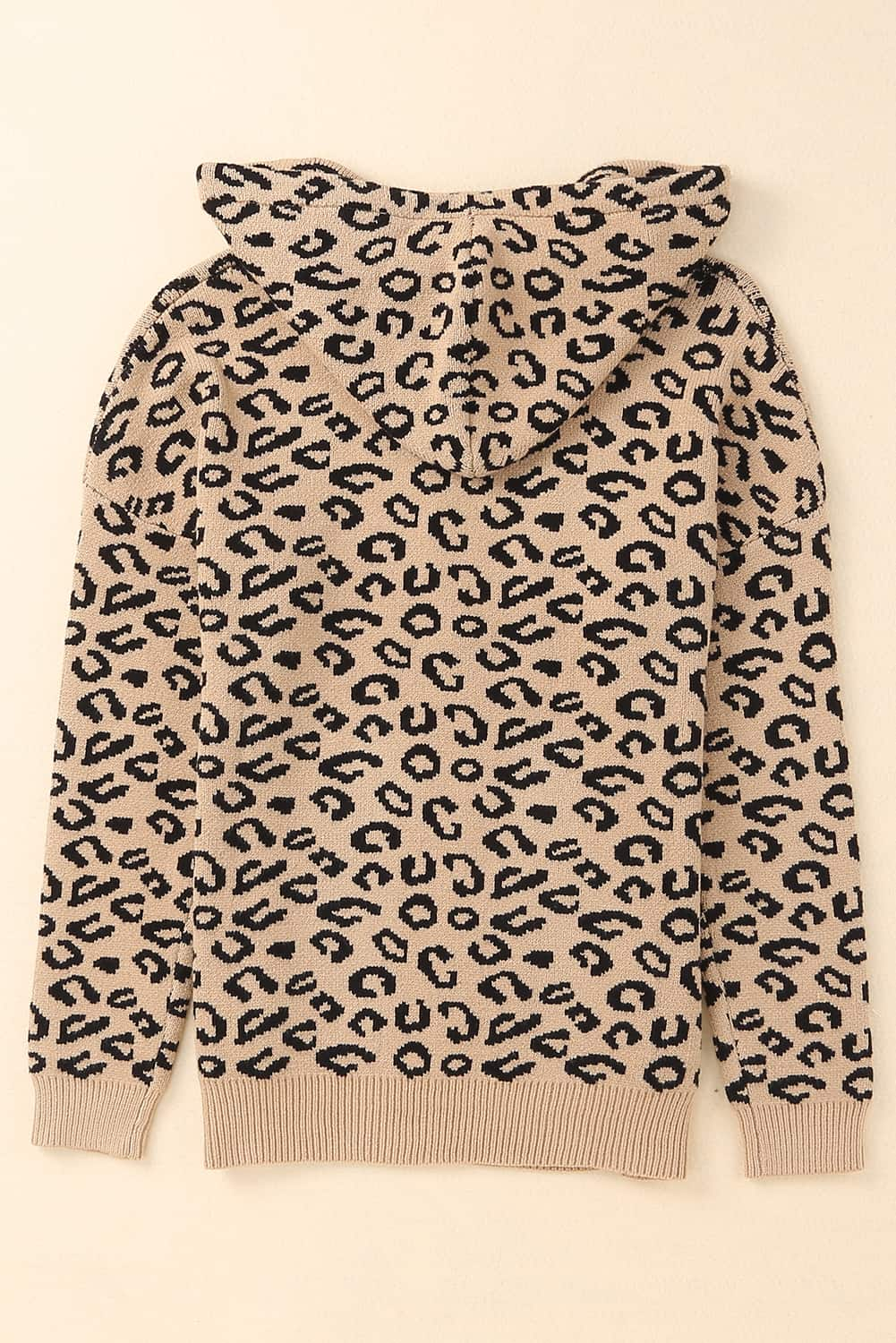 Woven Right Leopard Print Drawstring Hooded Sweater