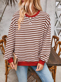 Lovelet Contrast Striped Long Sleeve Sweatshirt - PD SECRET REALM