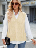 Cable Knit V-Neck Sweater Vest - PD SECRET REALM