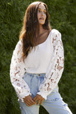 Ribbed Lace Trim Flounce Sleeve Knit Top - PD SECRET REALM