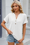 Eyelet Notched Short Sleeve T-Shirt - PD SECRET REALM