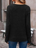 Ribbed V-Neck Long Sleeve T-Shirt - PD SECRET REALM