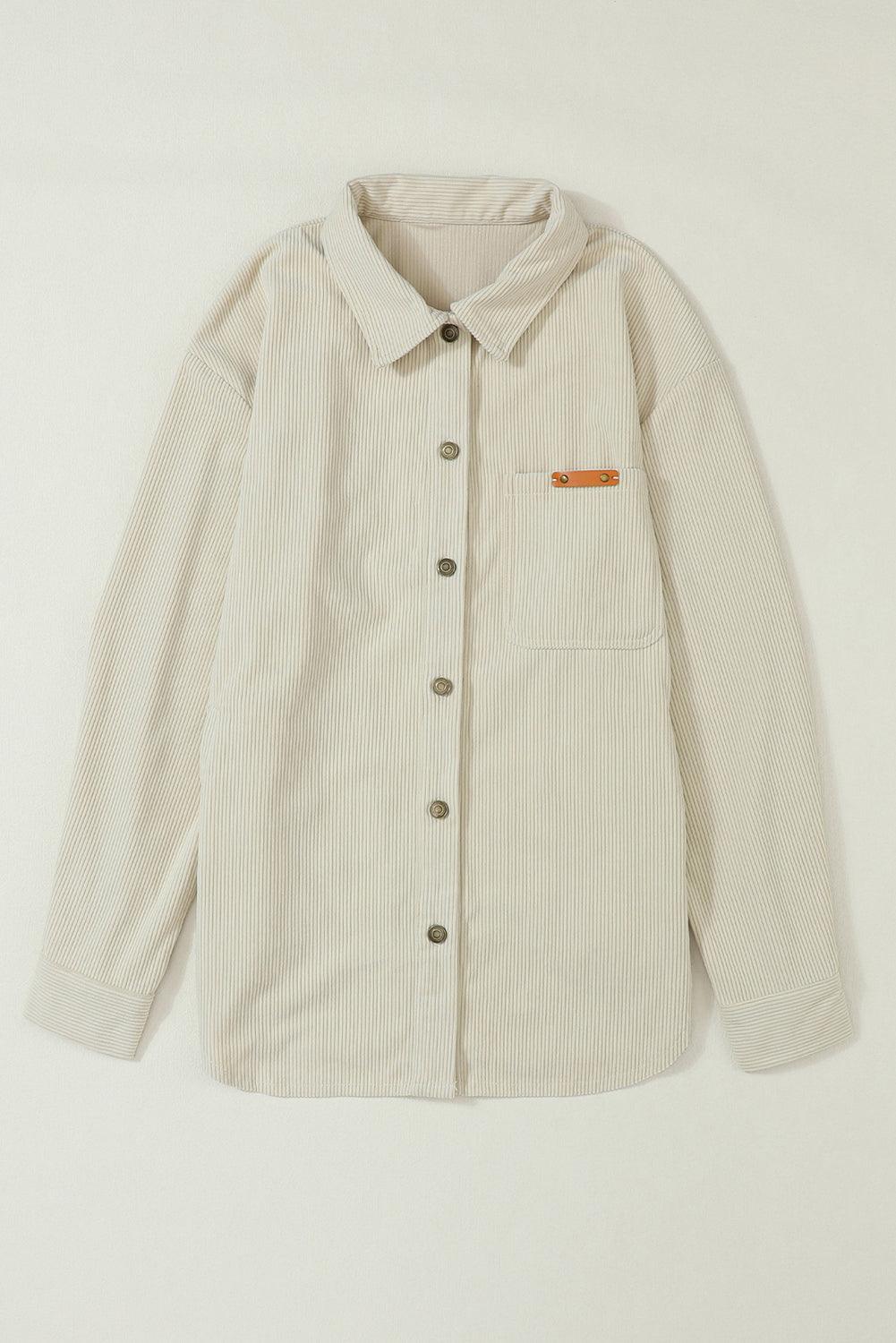 Corduroy Button Up Pocketed Shacket