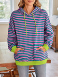 Lovelet Drawstring Striped Long Sleeve Hoodie - PD SECRET REALM