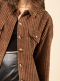 Button Up Long Sleeve Corduroy Jacket - PD SECRET REALM