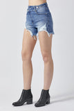 RISEN Raw Hem Asymmetrical Waist Denim Shorts - PD SECRET REALM