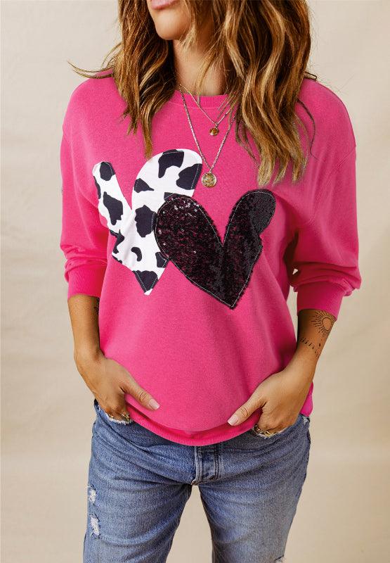 Heart Patch Long Sleeve Sweatshirt - PD SECRET REALM