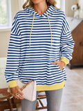 Lovelet Drawstring Striped Long Sleeve Hoodie - PD SECRET REALM