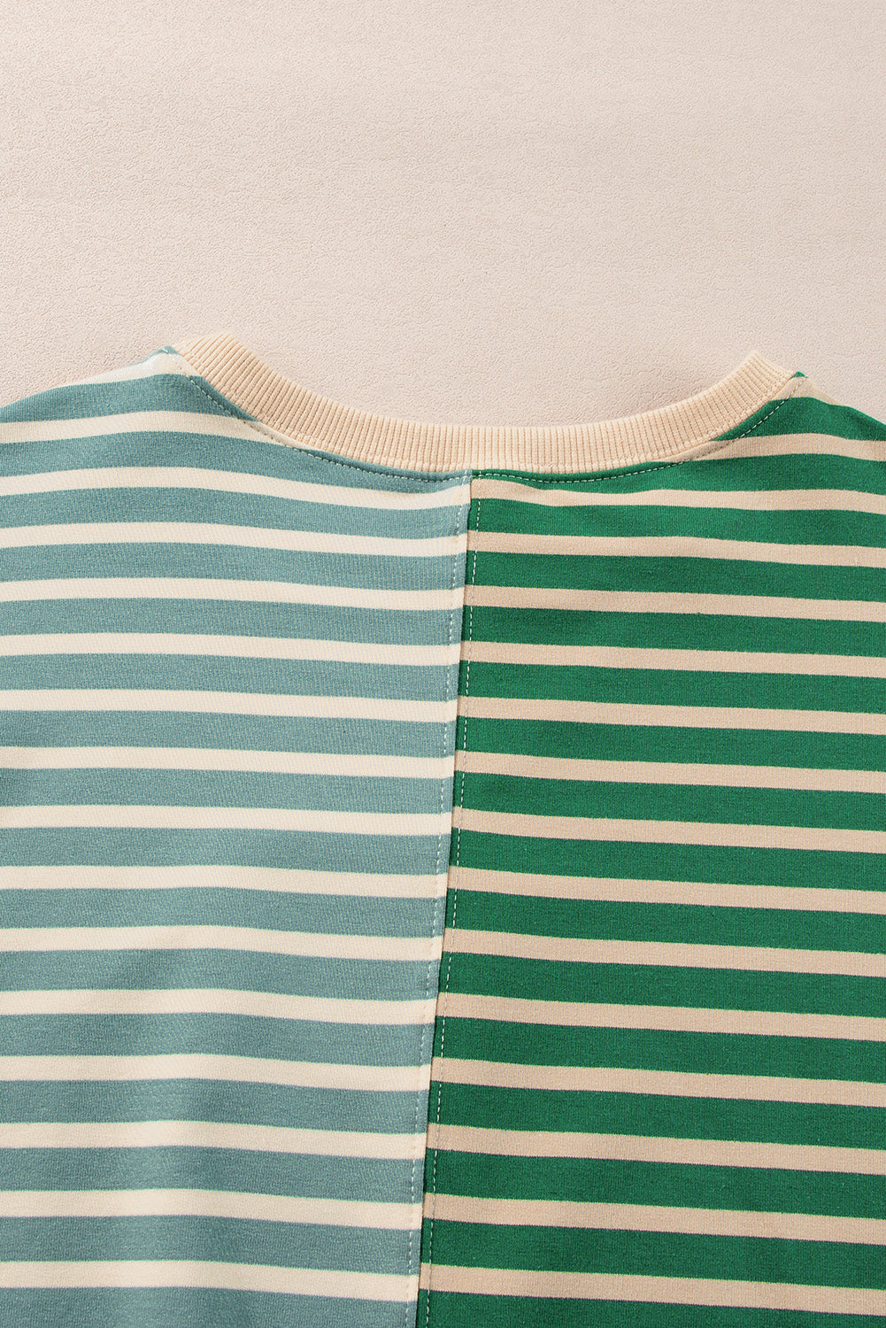 Green Stripe Colorblock Drop Shoulder Oversized Sweatshirt