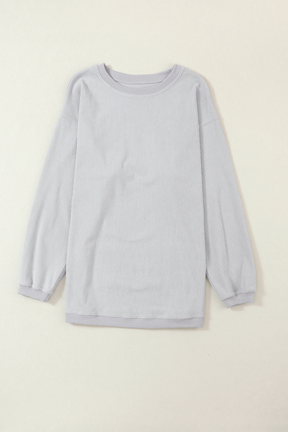 Dark Blue Plain Drop Sleeve Crinkle Rib Oversized Sweatshirt