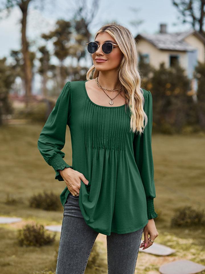 Puff Sleeve Pleated Blouse - PD SECRET REALM