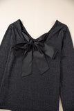 Bowknot V-Neck Long Sleeve Blouse - PD SECRET REALM