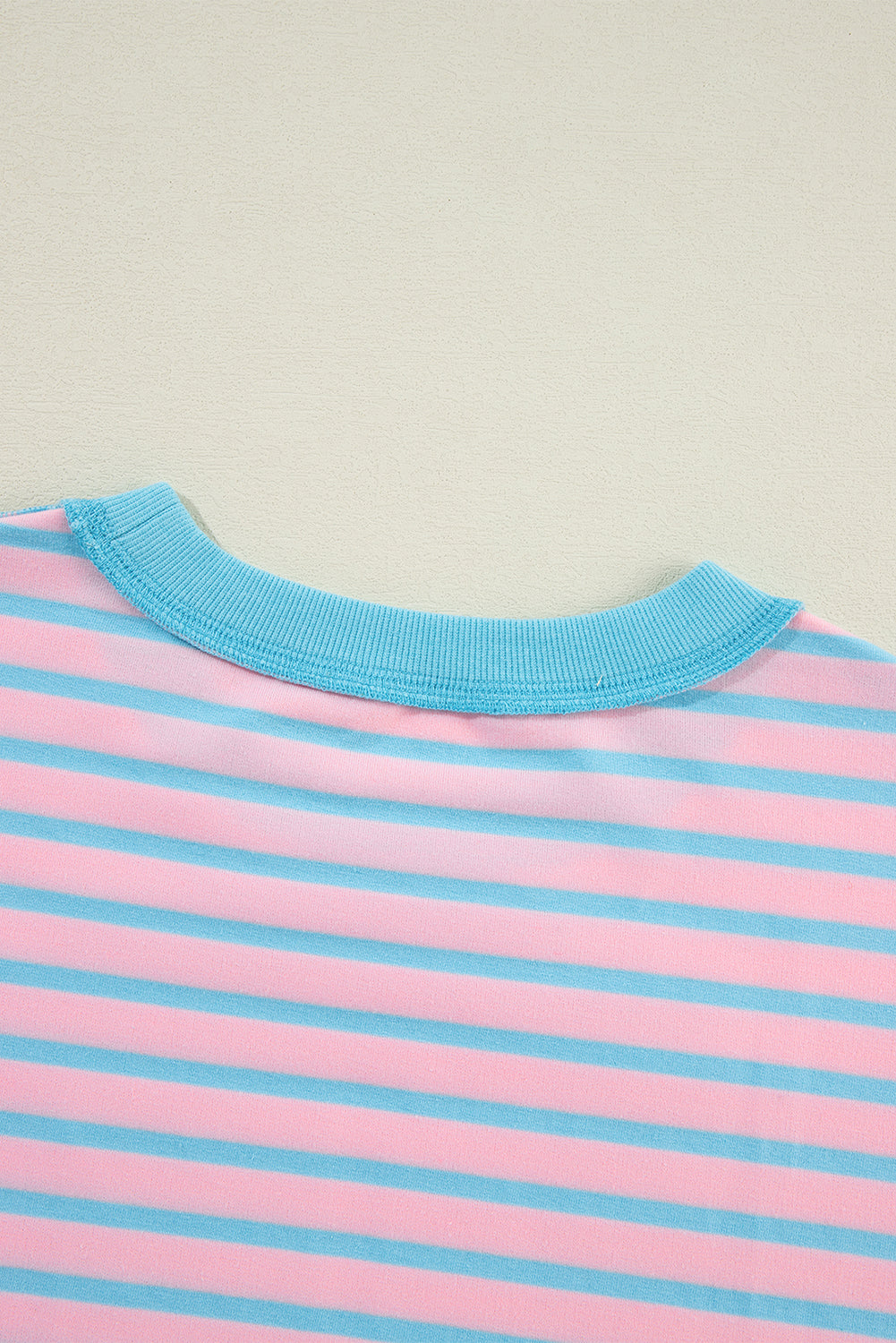 Pink Stripe Contrast Trim High Low Tunic Sweatshirt